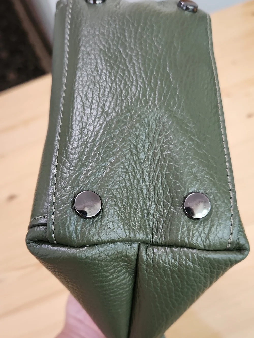 Viola Castellani Milano Olive Green Leather Crossbody Tote Satchel Bag Italy